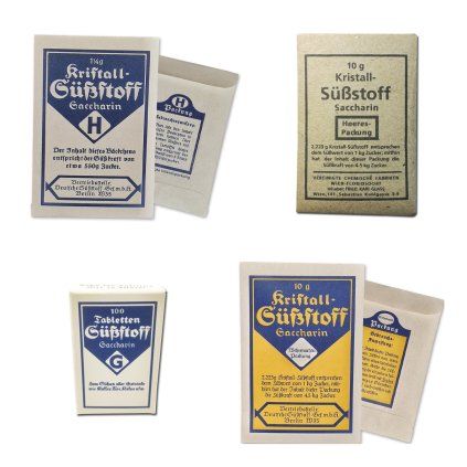 Saccharin package sugar sack kristall sußstoff synthetic sweetener WW2 German WWII wehrmacht reenactment reenactor film props warcopy reproductions heeres paperwork food ration cold kitchen field