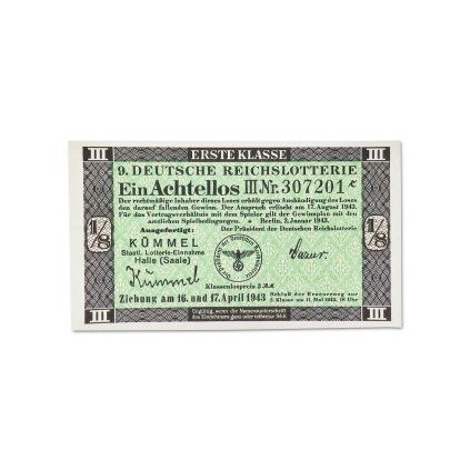 Deutsche reichs lottery ticket WW2 German WWII wehrmacht reenactment reenactor film props warcopy reproductions heeres paperwork desk