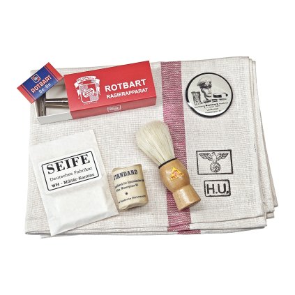 toiletry set hand towel handtuche hygiene shaving kit rasier WW2 German WWII wehrmacht reenactment reenactor film props warcopy reproductions heeres paperwork ration pocket litter