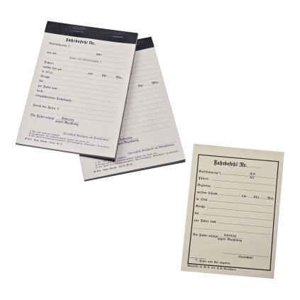 Fahrbefehl driving order ticket notepad product WW2 German WWII wehrmacht reenactment reenactor film props warcopy reproductions heeres paperwork ration pocket litter